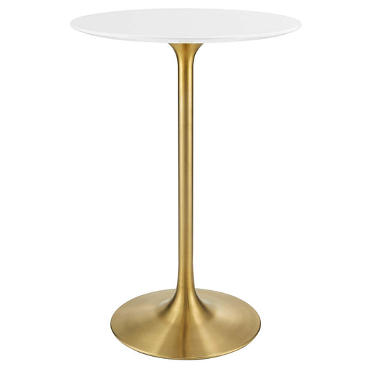 Lippa 28" Round Wood Top Bar Table Gold White