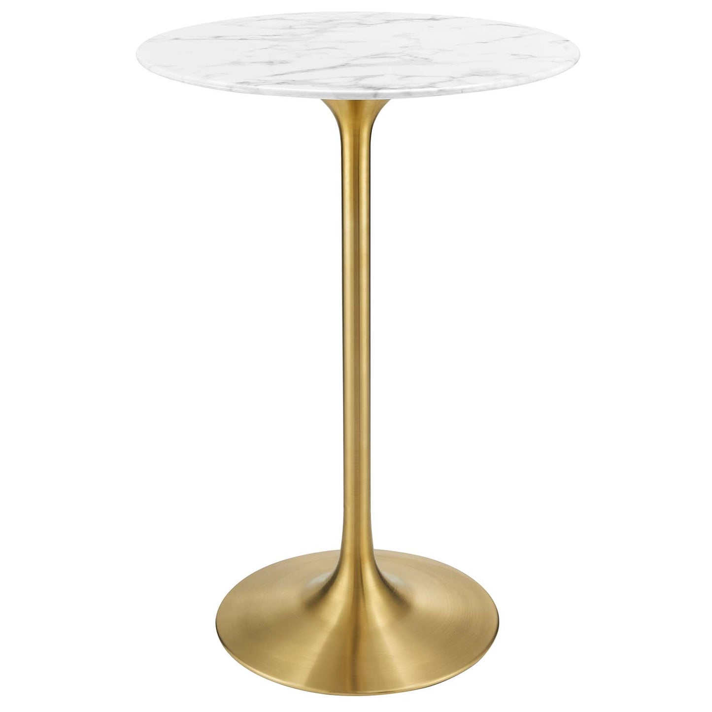 Lippa 28" Round Artificial Marble Bar Table Gold White