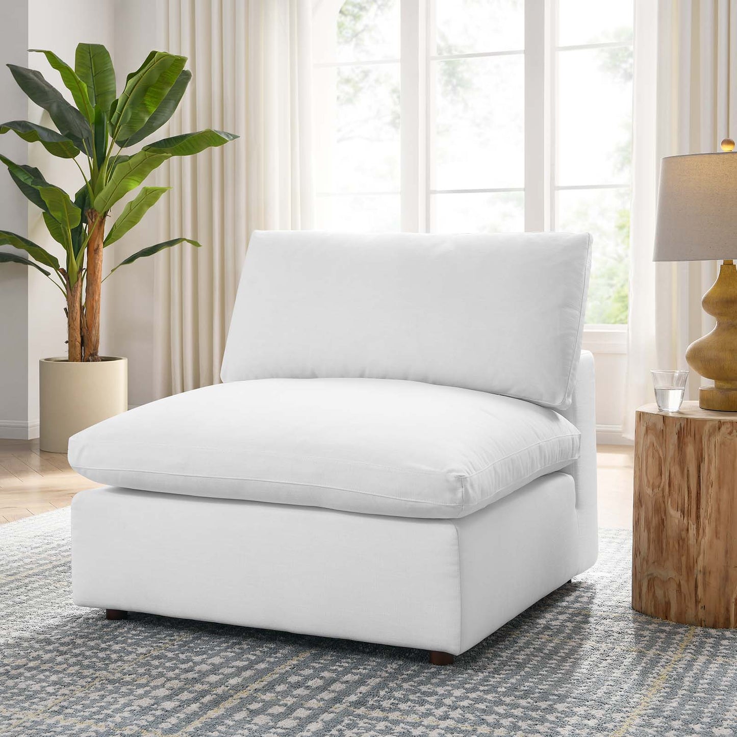 Commix Down Filled Overstuffed Armless Chair Pure White EEI-3270-PUW