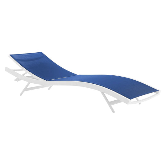 Glimpse Outdoor Patio Mesh Chaise Lounge Chair White Navy