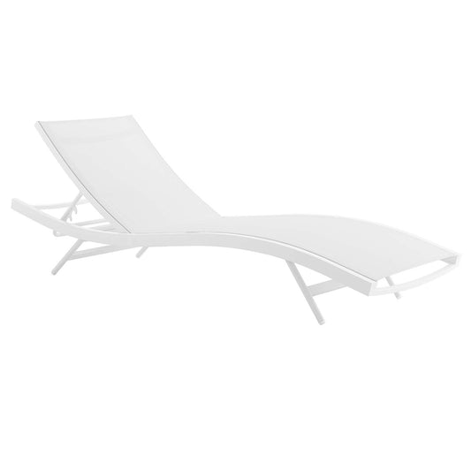 Glimpse Outdoor Patio Mesh Chaise Lounge Chair White White
