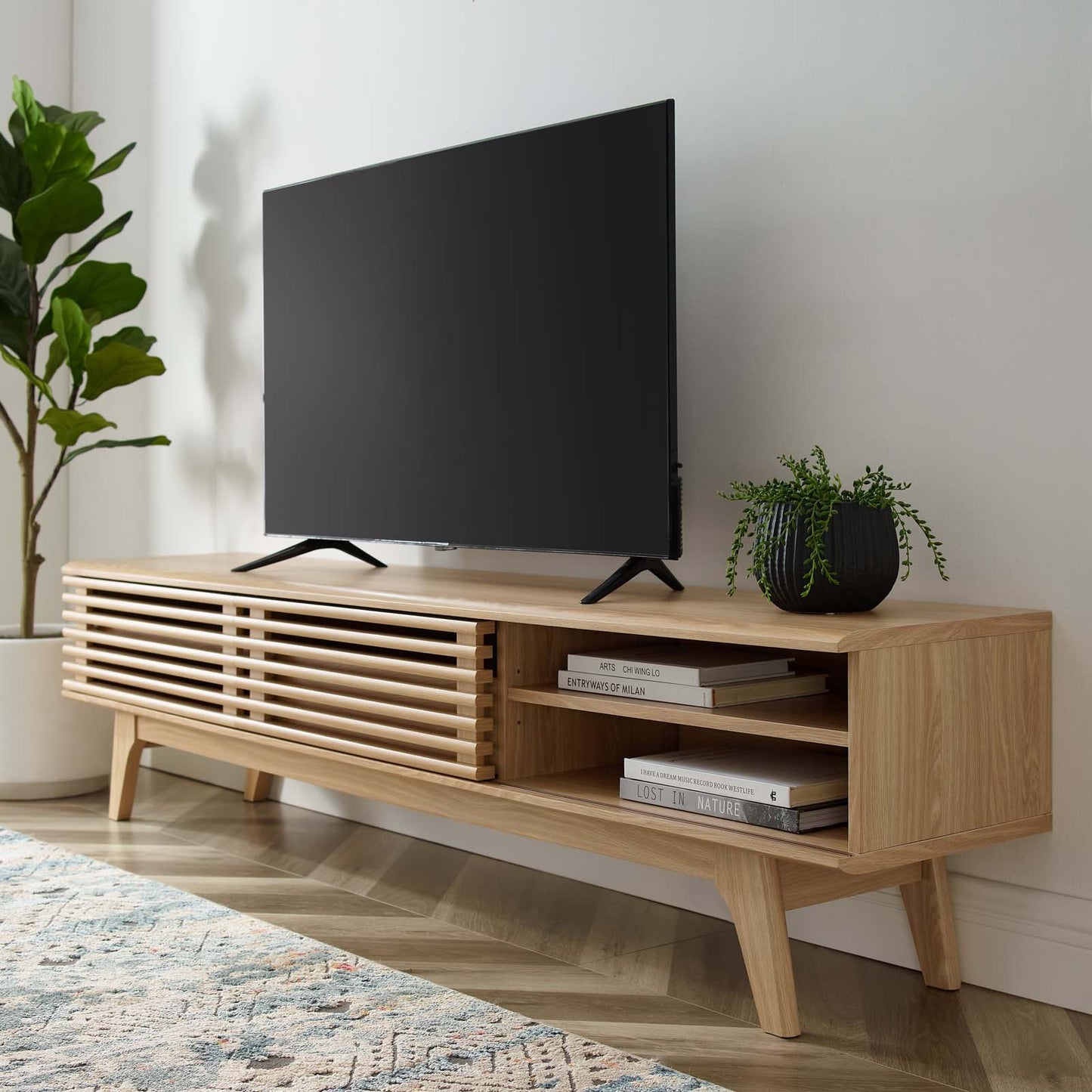 Render 70" TV Stand - Charcoal, Oak, Walnut - EEI-3305