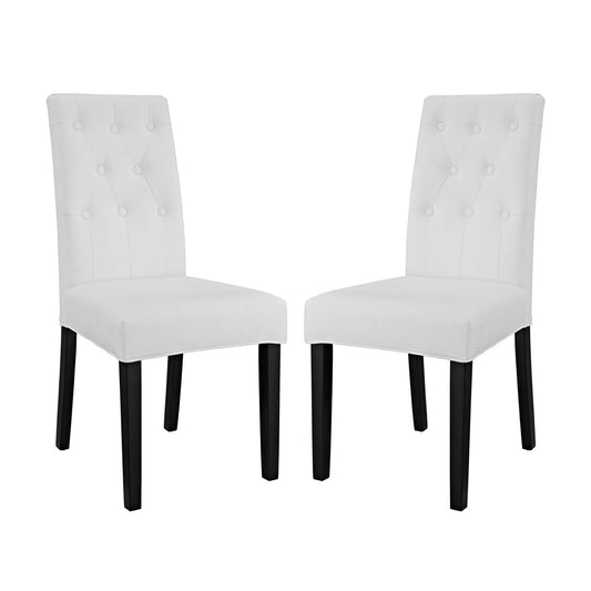 Confer Dining Side Chair Vinyl Set of 2 or 4, White, EEI-3323-WHI, EEI-3324-WHI, EEI-1382-WHI