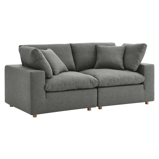 Commix Down Filled Overstuffed 2 Piece Sectional Sofa Set Gray EEI-3354-GRY