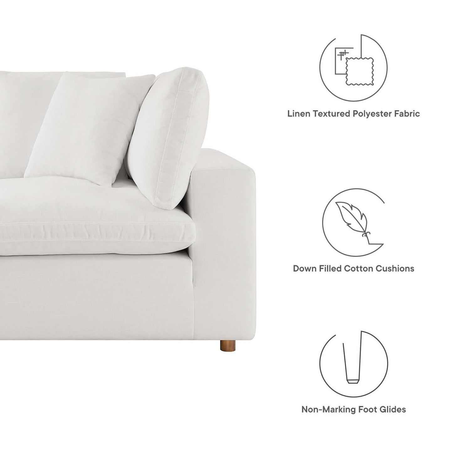 Commix Down Filled Overstuffed 2 Piece Sectional Sofa Set Pure White EEI-3354-PUW