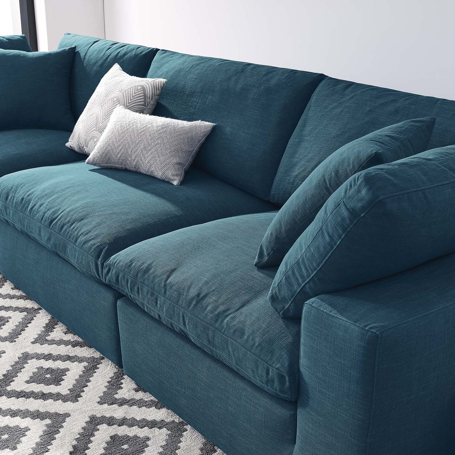 Commix Down Filled Overstuffed 3 Piece Sectional Sofa Set Azure EEI-3355-AZU
