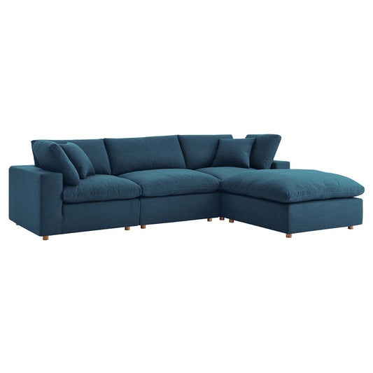 Commix Down Filled Overstuffed 4 Piece Sectional Sofa Set Azure EEI-3356-AZU