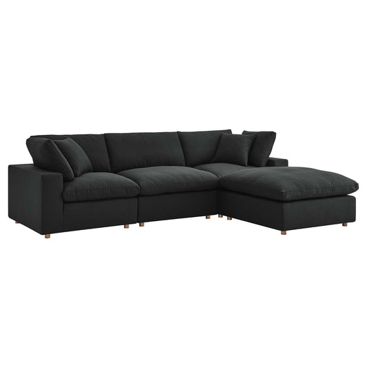 Commix Down Filled Overstuffed 4 Piece Sectional Sofa Set Black EEI-3356-BLK