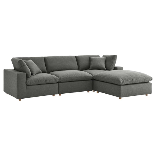 Commix Down Filled Overstuffed 4 Piece Sectional Sofa Set Gray EEI-3356-GRY
