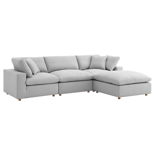 Commix Down Filled Overstuffed 4 Piece Sectional Sofa Set Light Gray EEI-3356-LGR
