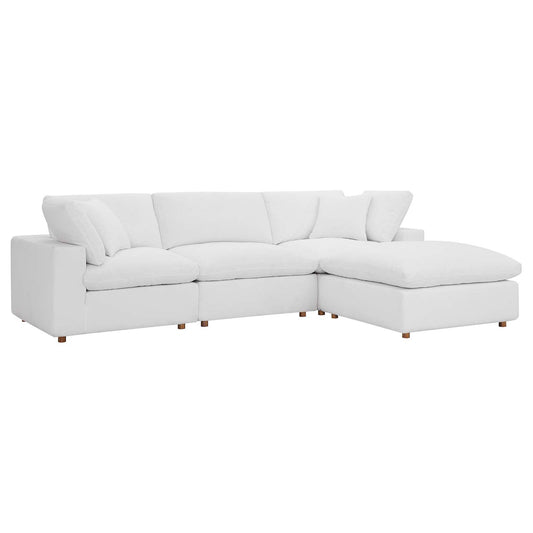 Commix Down Filled Overstuffed 4 Piece Sectional Sofa Set Pure White EEI-3356-PUW