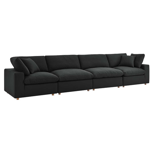 Commix Down Filled Overstuffed 4 Piece Sectional Sofa Set Black EEI-3357-BLK