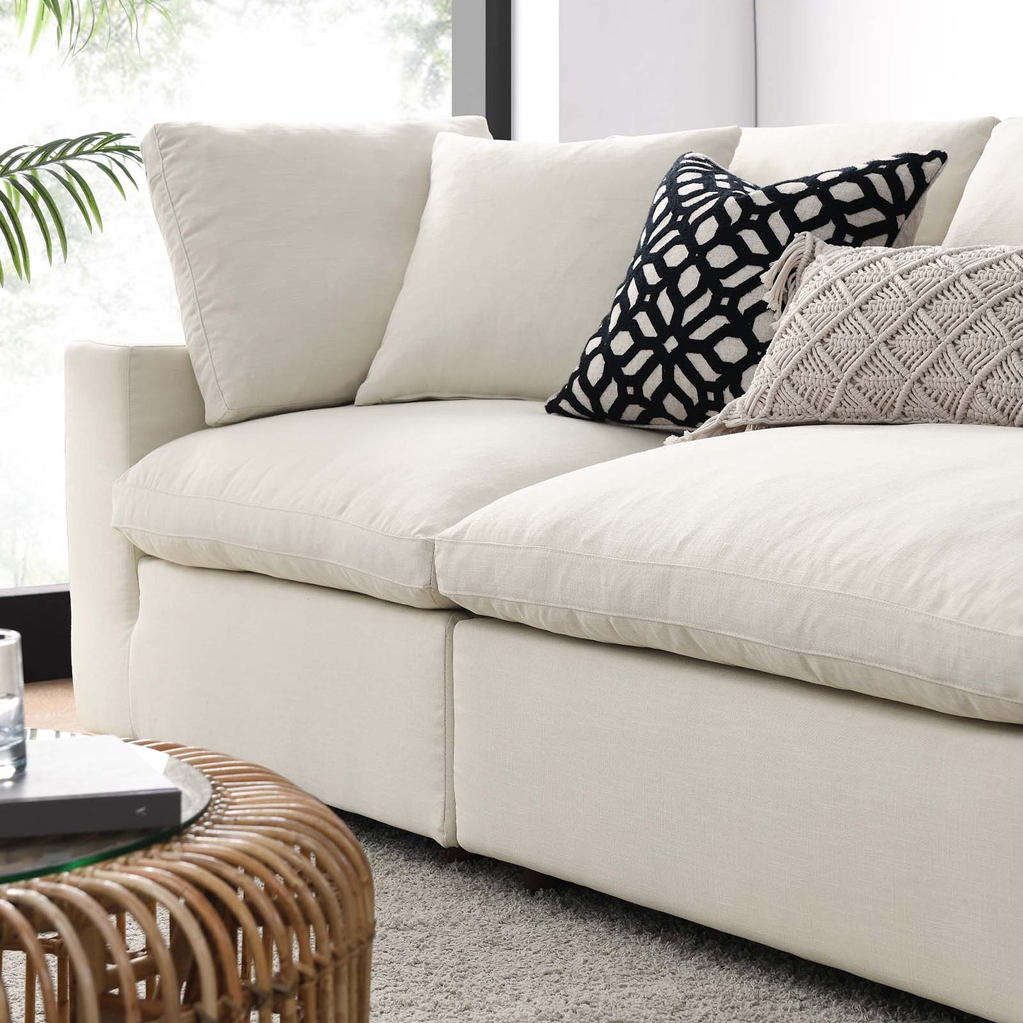 Commix Down Filled Overstuffed 4 Piece Sectional Sofa Set Light Beige EEI-3357-LBG