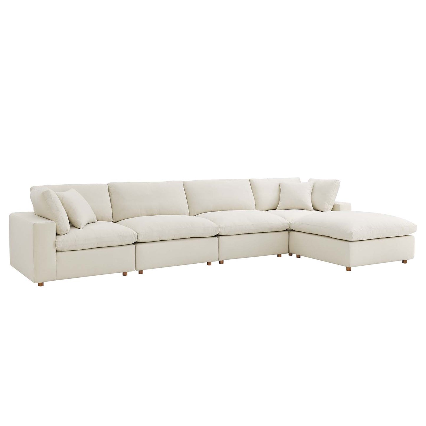Commix Down Filled Overstuffed 5 Piece Sectional Sofa Set Light Beige EEI-3358-LBG