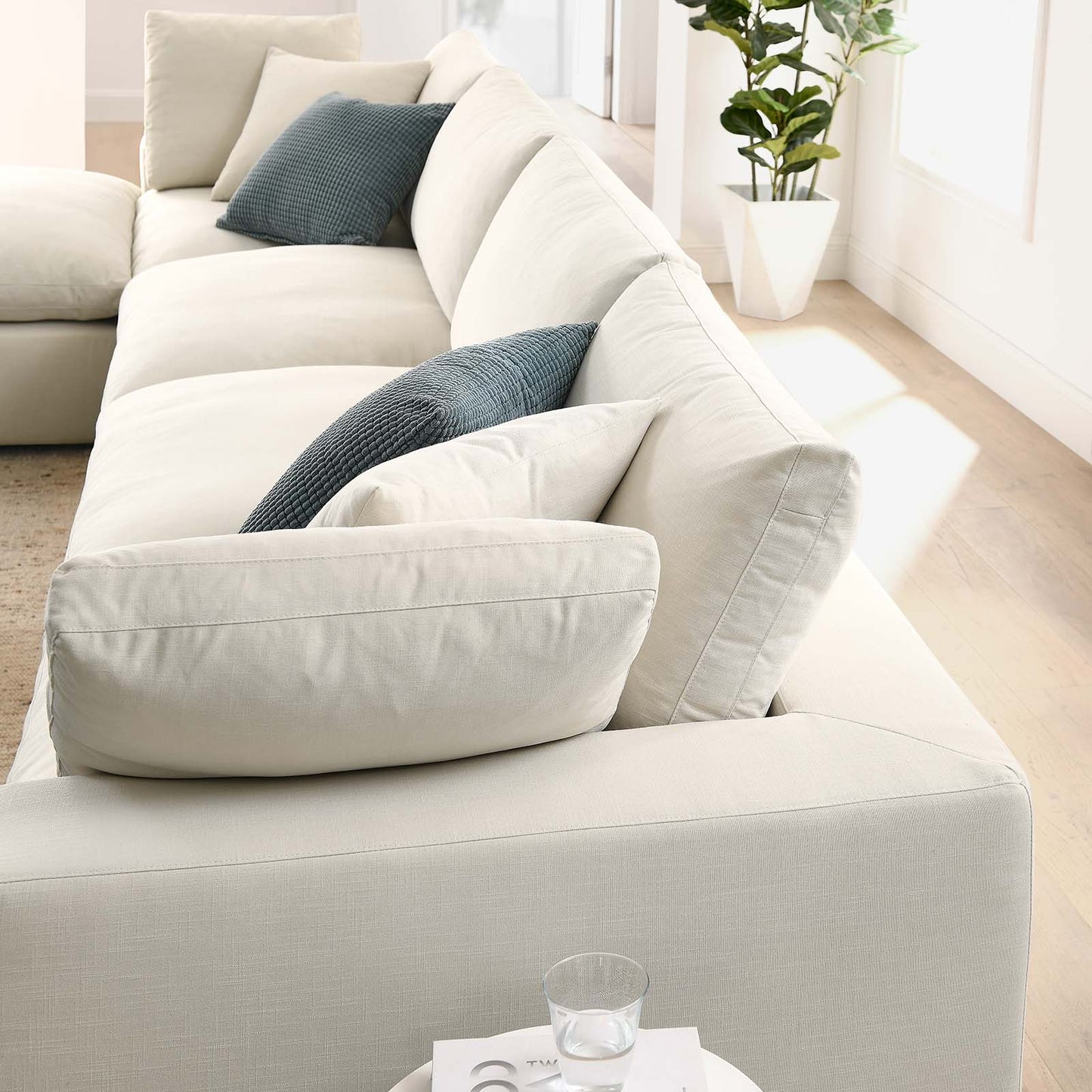 Commix Down Filled Overstuffed 5 Piece Sectional Sofa Set Light Beige EEI-3358-LBG