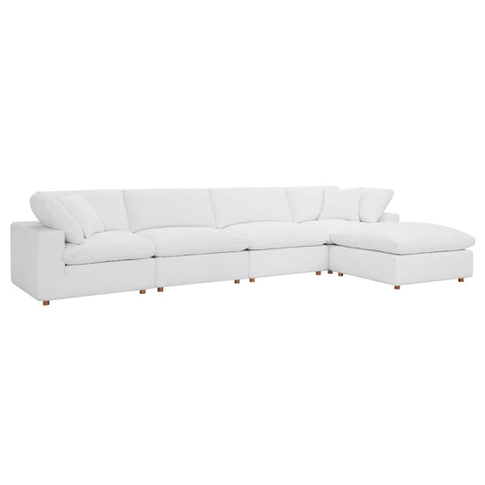 Commix Down Filled Overstuffed 5 Piece Sectional Sofa Set Pure White EEI-3358-PUW