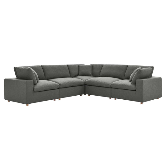 Commix Down Filled Overstuffed 5 Piece 5-Piece Sectional Sofa Gray EEI-3359-GRY