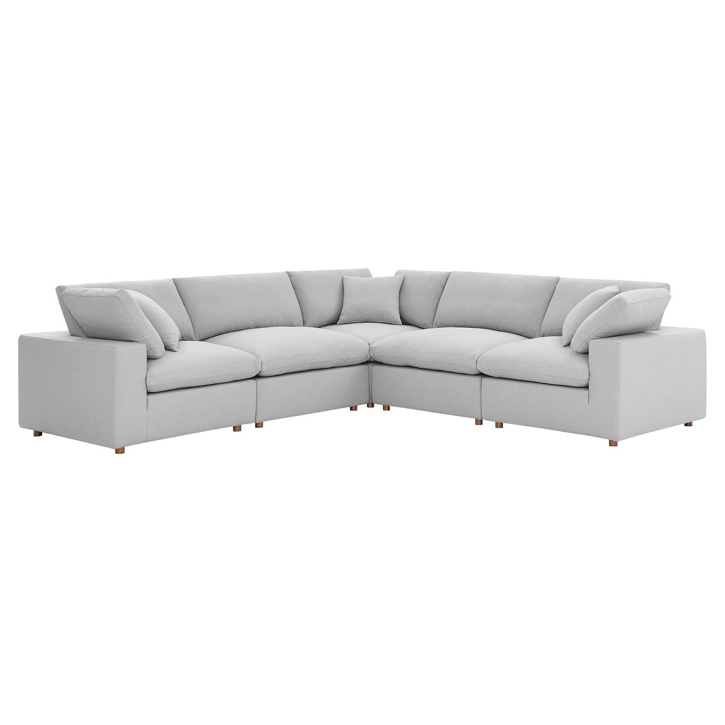 Commix Down Filled Overstuffed 5 Piece 5-Piece Sectional Sofa Light Gray EEI-3359-LGR