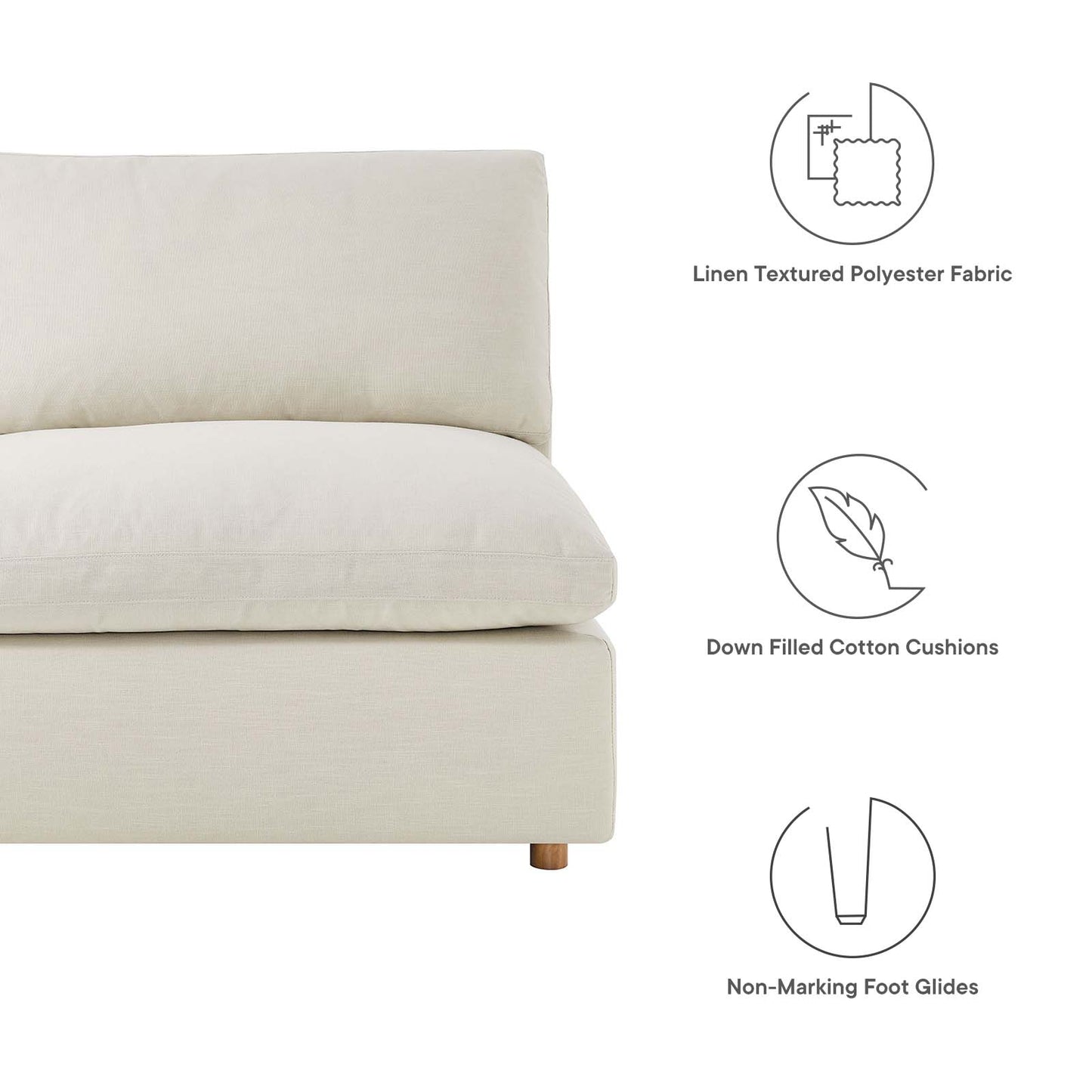 Commix Down Filled Overstuffed 5-Piece Armless Sectional Sofa Light Beige EEI-3360-LBG