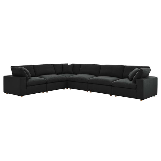 Commix Down Filled Overstuffed 6 Piece Sectional Sofa Set Black