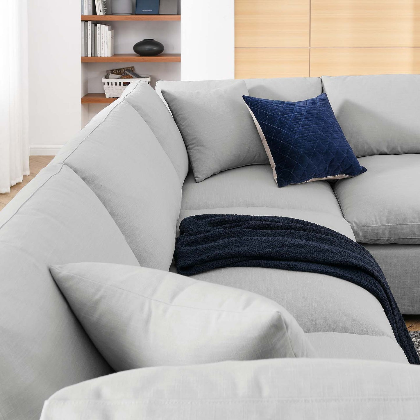 Commix Down Filled Overstuffed 6 Piece Sectional Sofa Set Light Gray EEI-3361-LGR