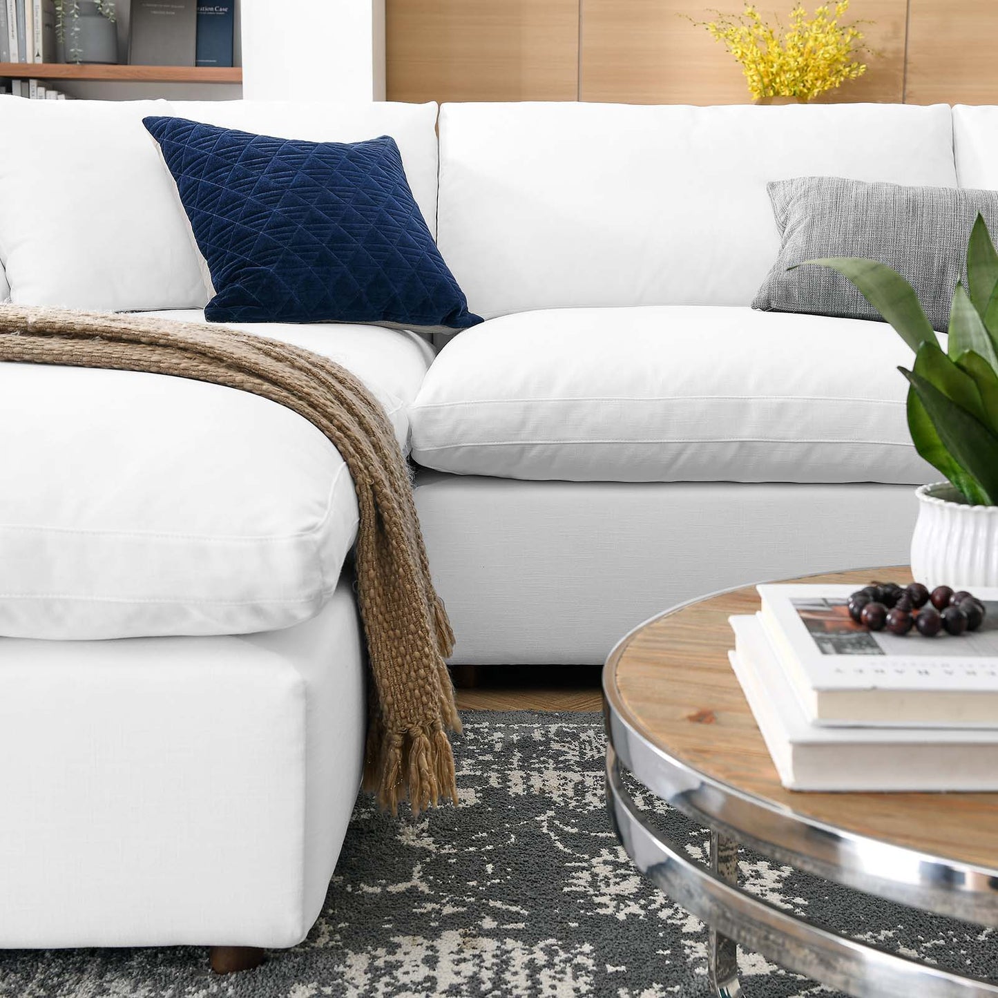 Commix Down Filled Overstuffed 6-Piece Sectional Sofa Pure White EEI-3362-PUW