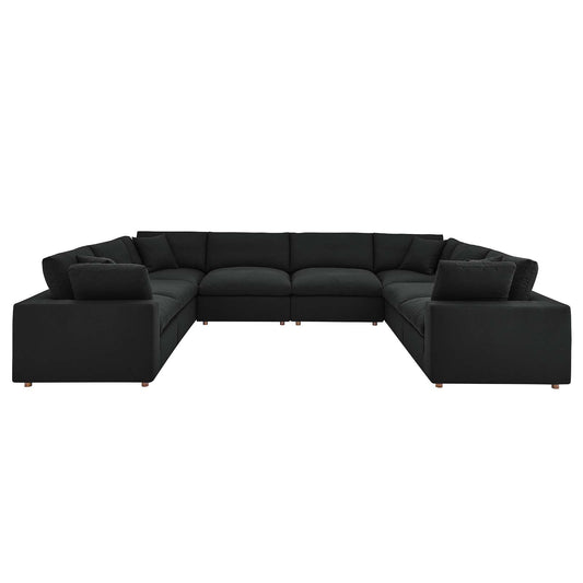 Commix Down Filled Overstuffed 8-Piece Sectional Sofa Black