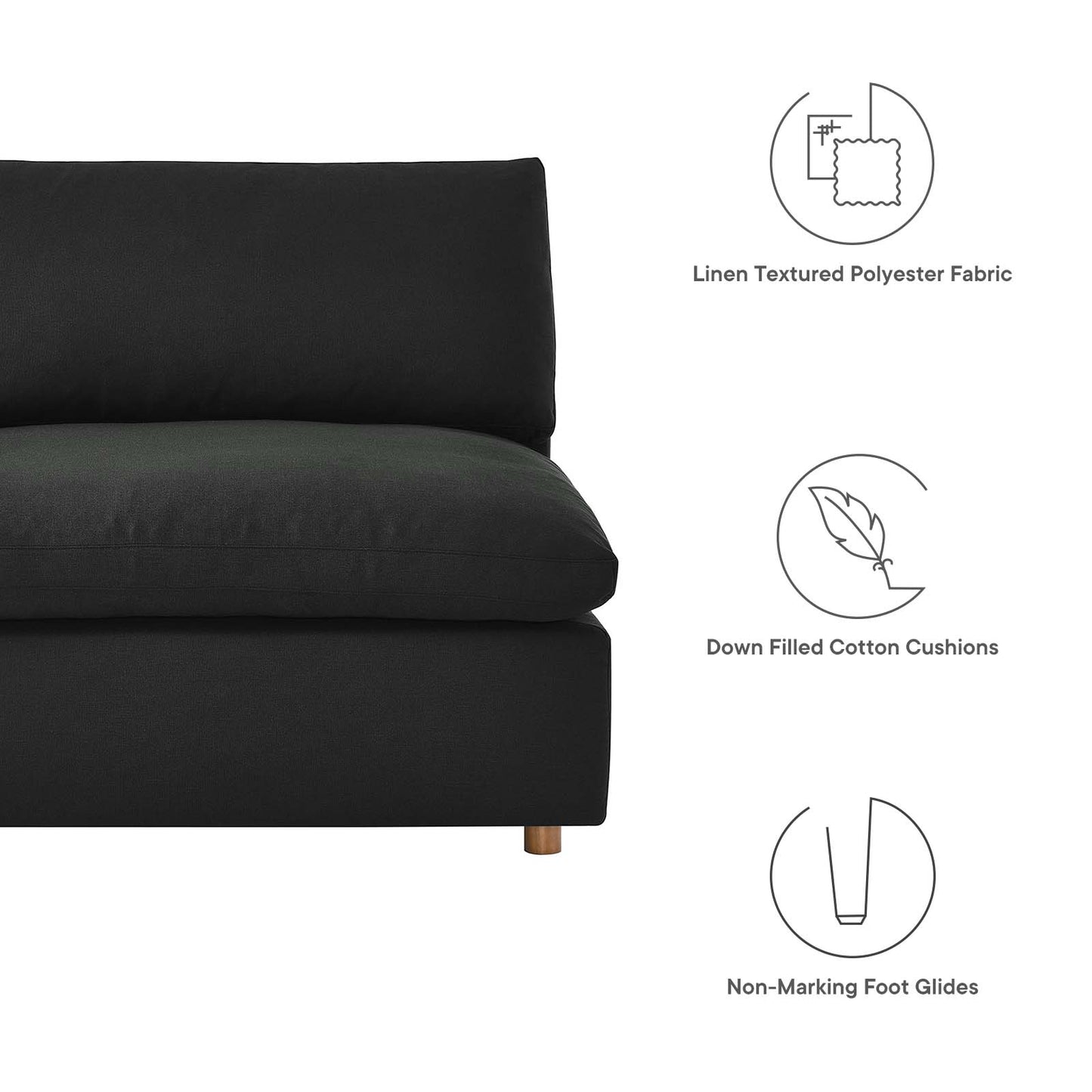 Commix Down Filled Overstuffed 8-Piece Sectional Sofa Black EEI-3363-BLK