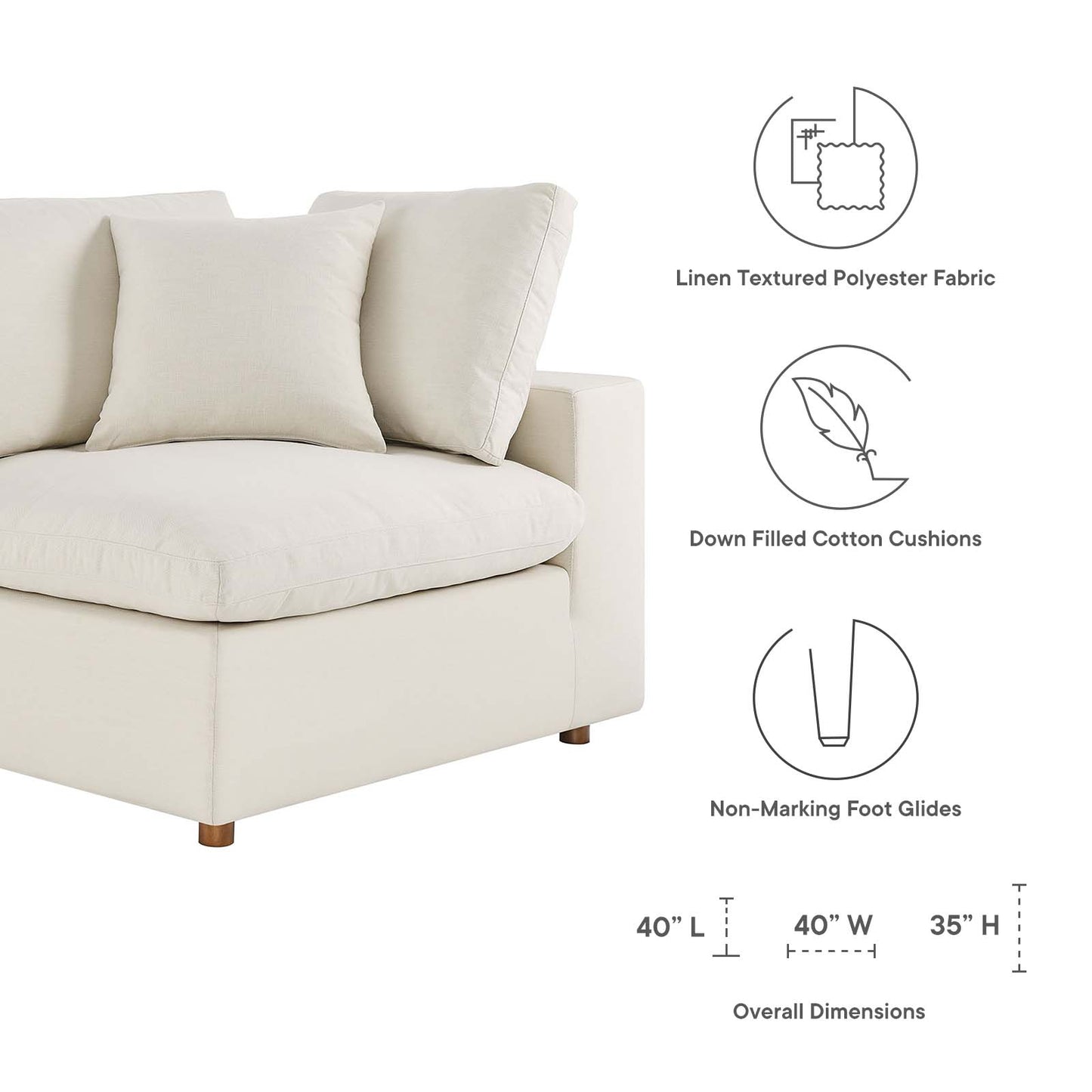 Commix Down Filled Overstuffed 8-Piece Sectional Sofa Light Beige EEI-3363-LBG