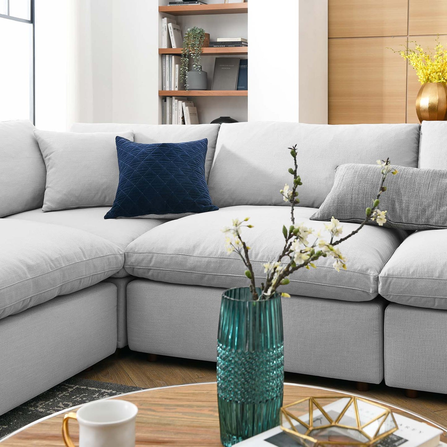Commix Down Filled Overstuffed 8-Piece Sectional Sofa Light Gray EEI-3363-LGR