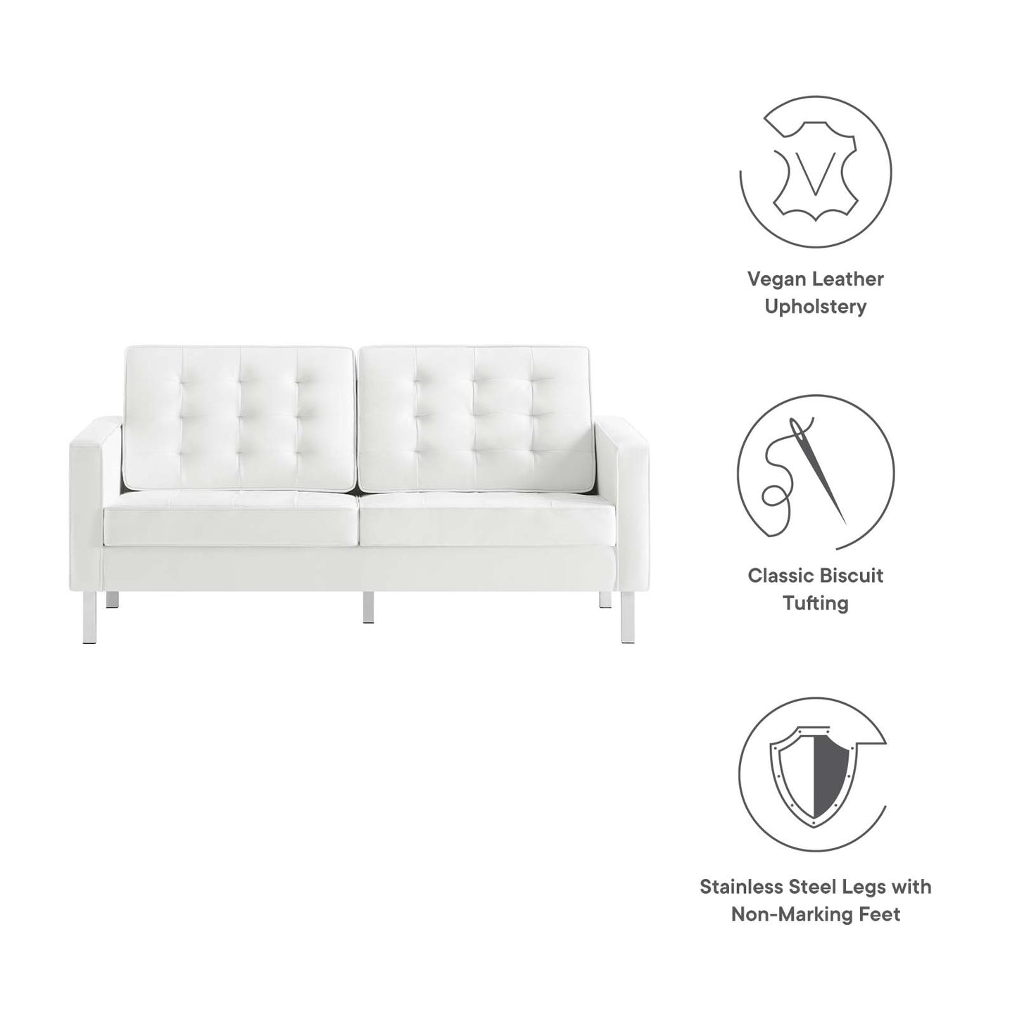 Loft Tufted Vegan Leather Loveseat by Modway