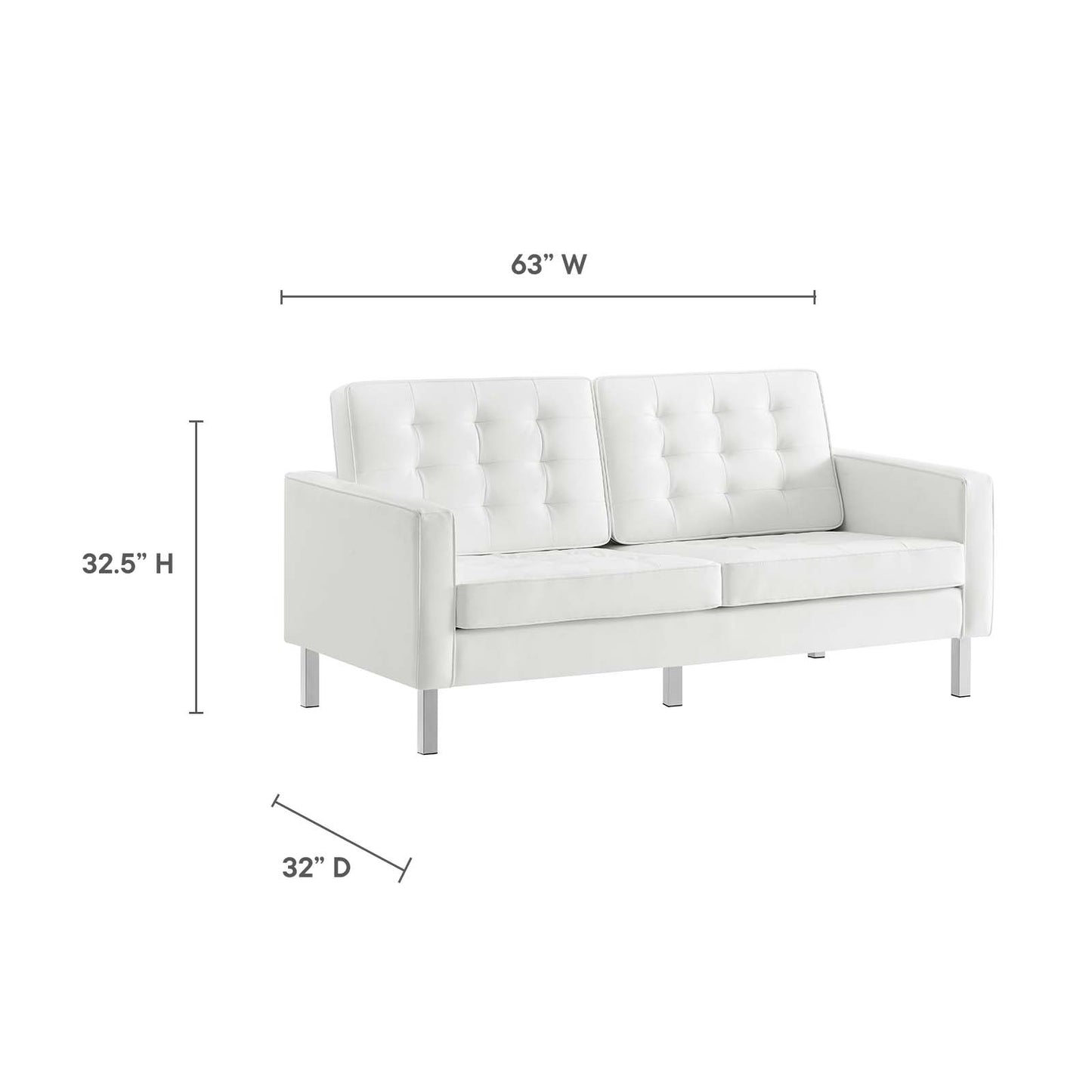 Loft Tufted Vegan Leather Loveseat by Modway