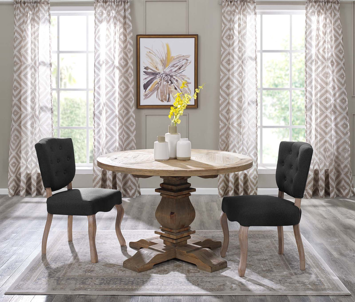 Column Round Pine Wood Dining Table