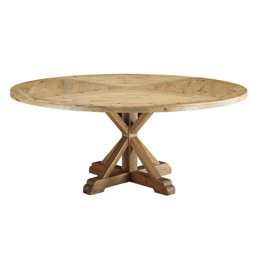 Stitch 71" Round Pine Wood Dining Table Brown