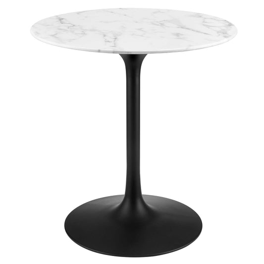 Lippa 28" Round Artificial Marble Dining Table Black White