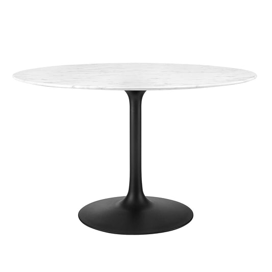 Lippa 48" Round Dining Table - Artificial Marble, Solid Wood, and Metal Options by Modway
