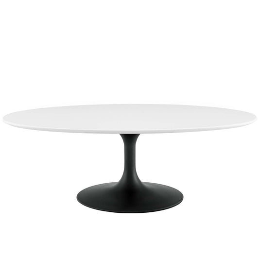 Lippa 48" Oval-Shaped Wood Top Coffee Table Black White