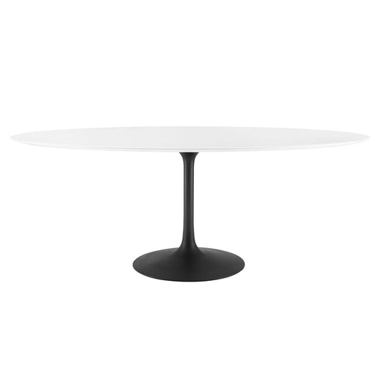 Lippa 78" Oval Dining Table Black White