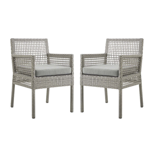 Aura Dining Armchair Outdoor Patio Wicker Rattan Set of 2 or 4 Gray