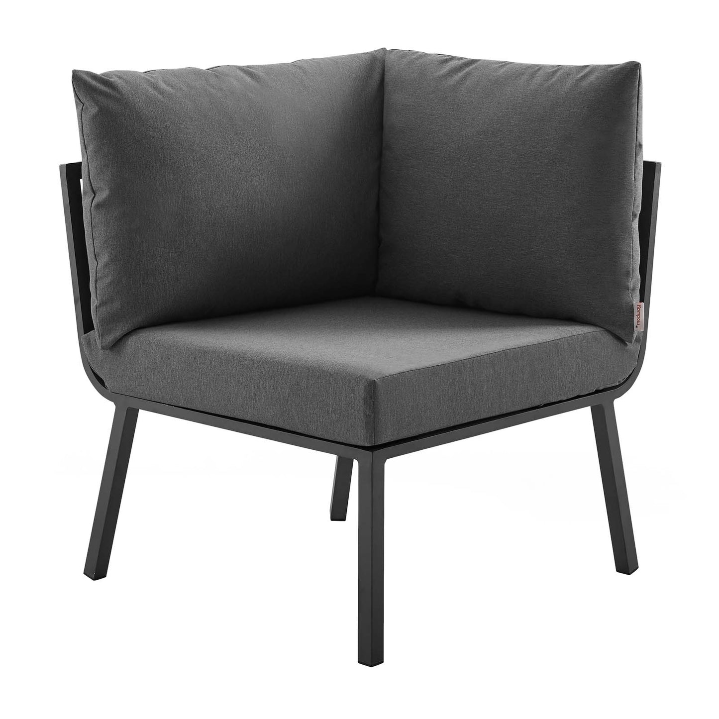 Riverside Outdoor Patio Aluminum Corner Chair Gray Charcoal