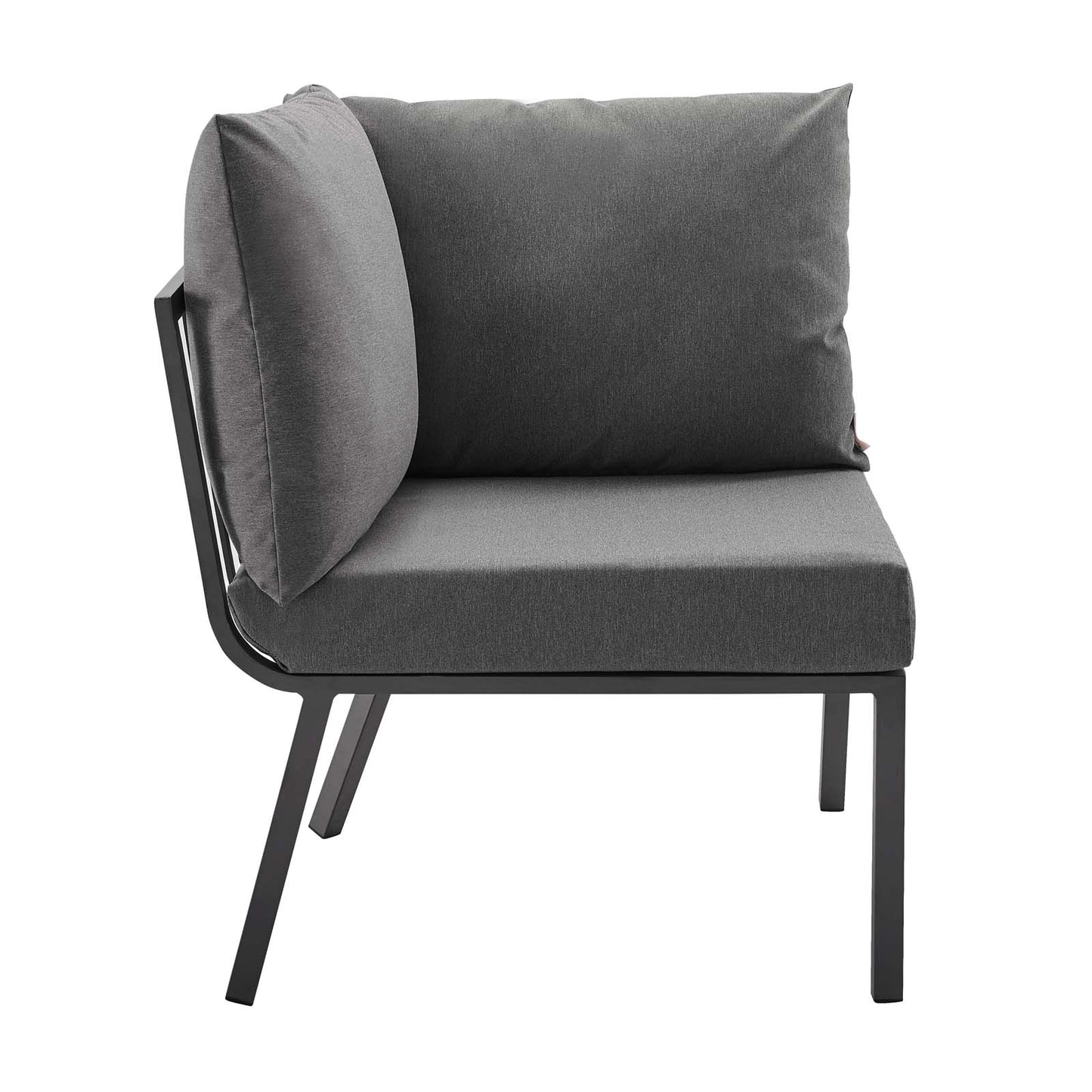 Riverside Outdoor Patio Aluminum Corner Chair Gray Charcoal