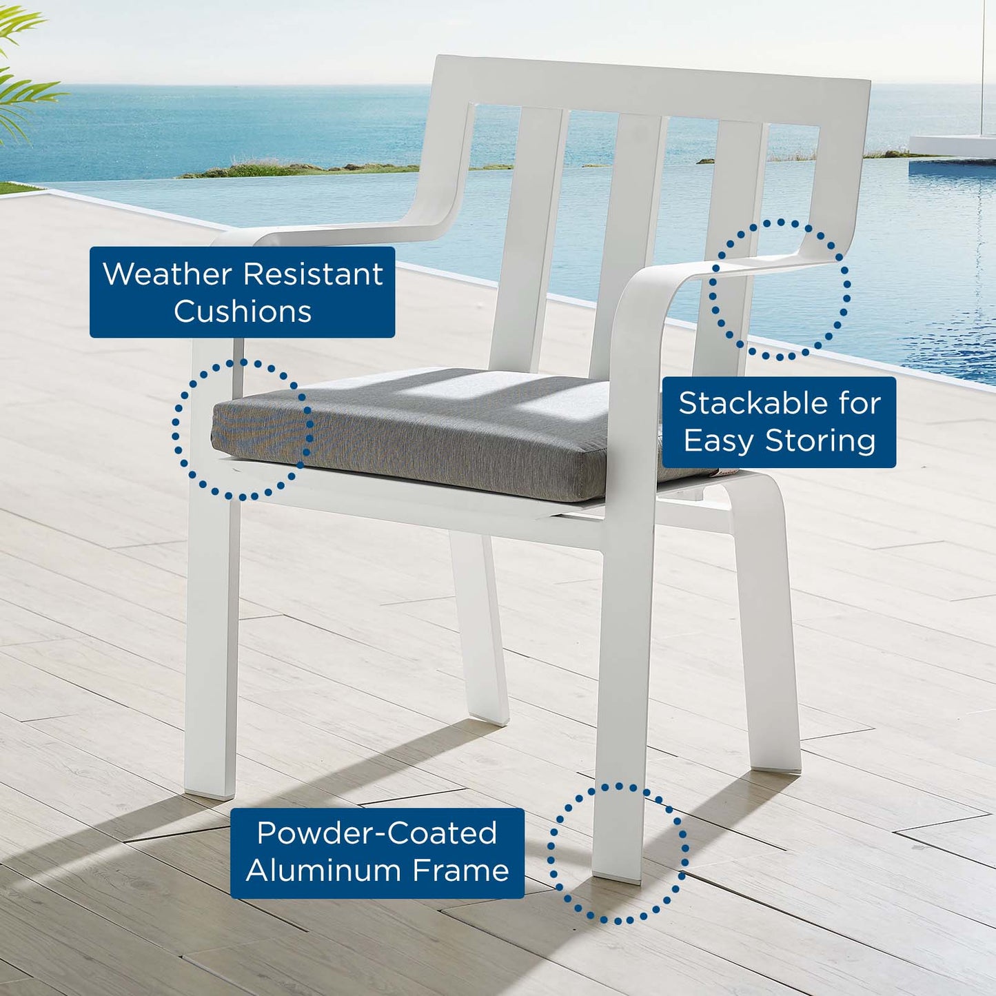 Baxley Stackable Outdoor Patio Aluminum Dining Armchair Set of 2