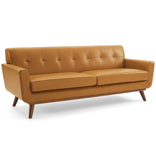 Engage Top-Grain Leather Living Room Lounge Sofa Tan
