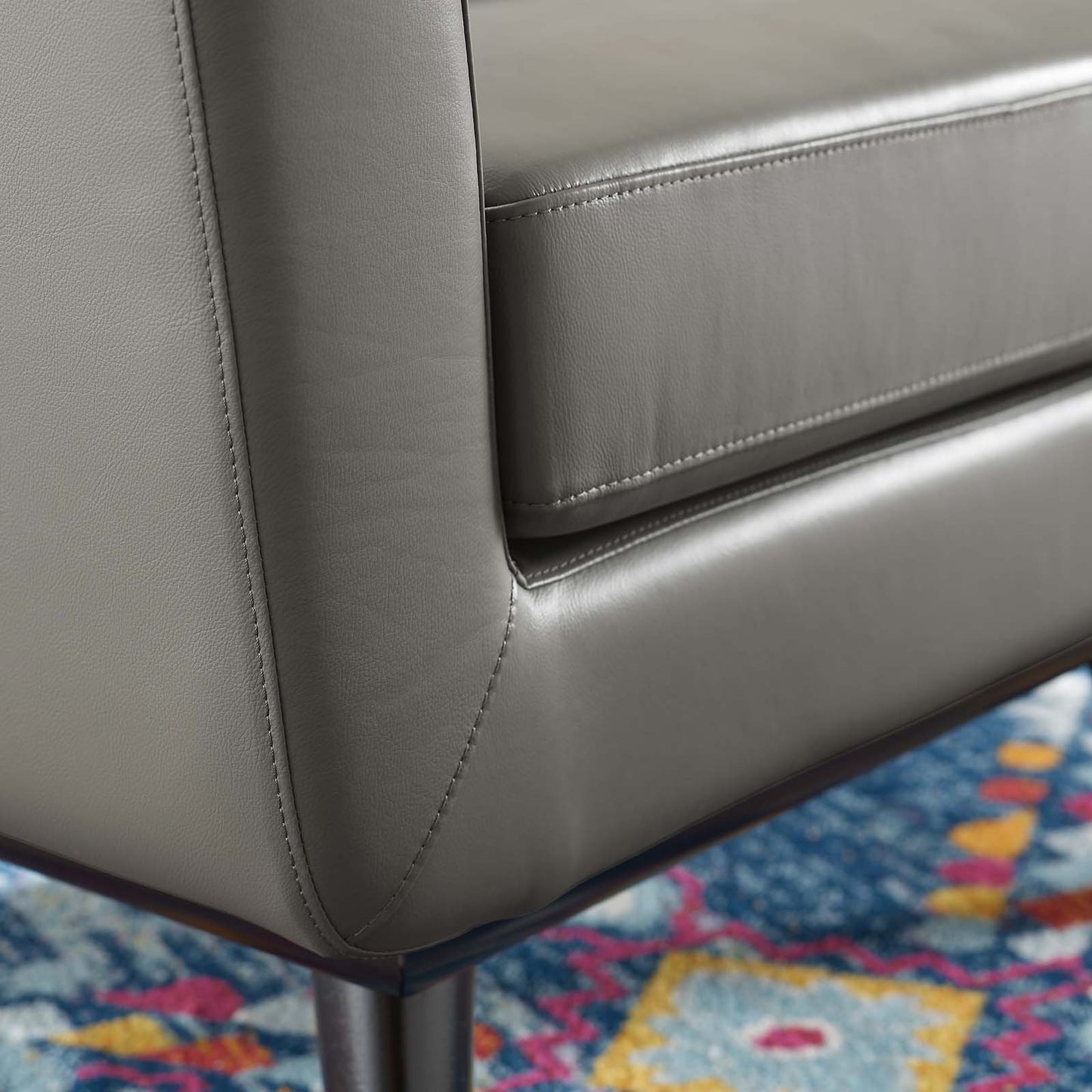 Engage Top-Grain Leather Living Room Lounge Accent Armchair Gray EEI-3734-GRY