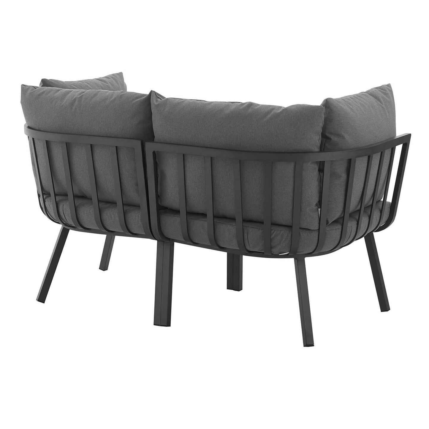 Riverside 2 Piece Outdoor Patio Aluminum Sectional Sofa Set Gray Charcoal EEI-3781-SLA-CHA
