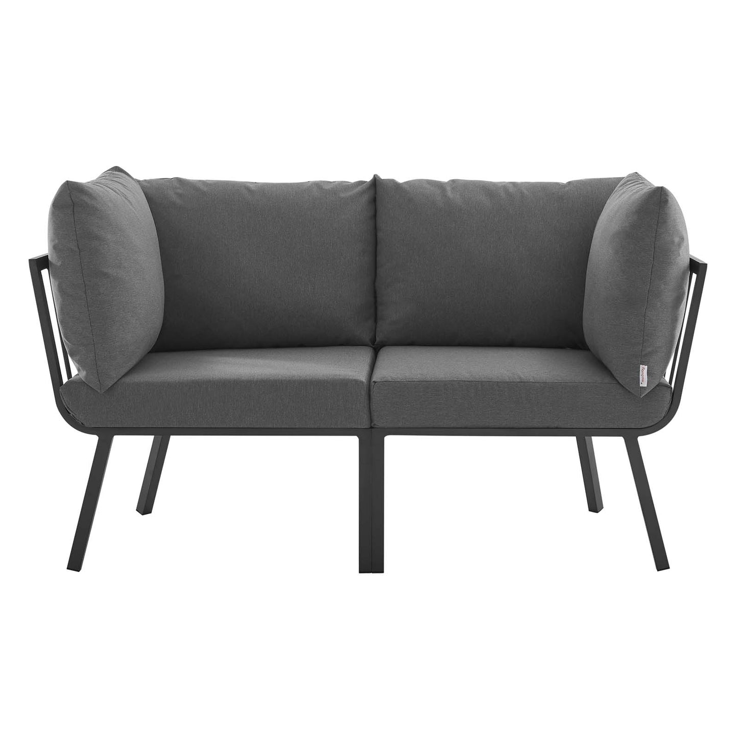 Riverside 2 Piece Outdoor Patio Aluminum Sectional Sofa Set Gray Charcoal EEI-3781-SLA-CHA