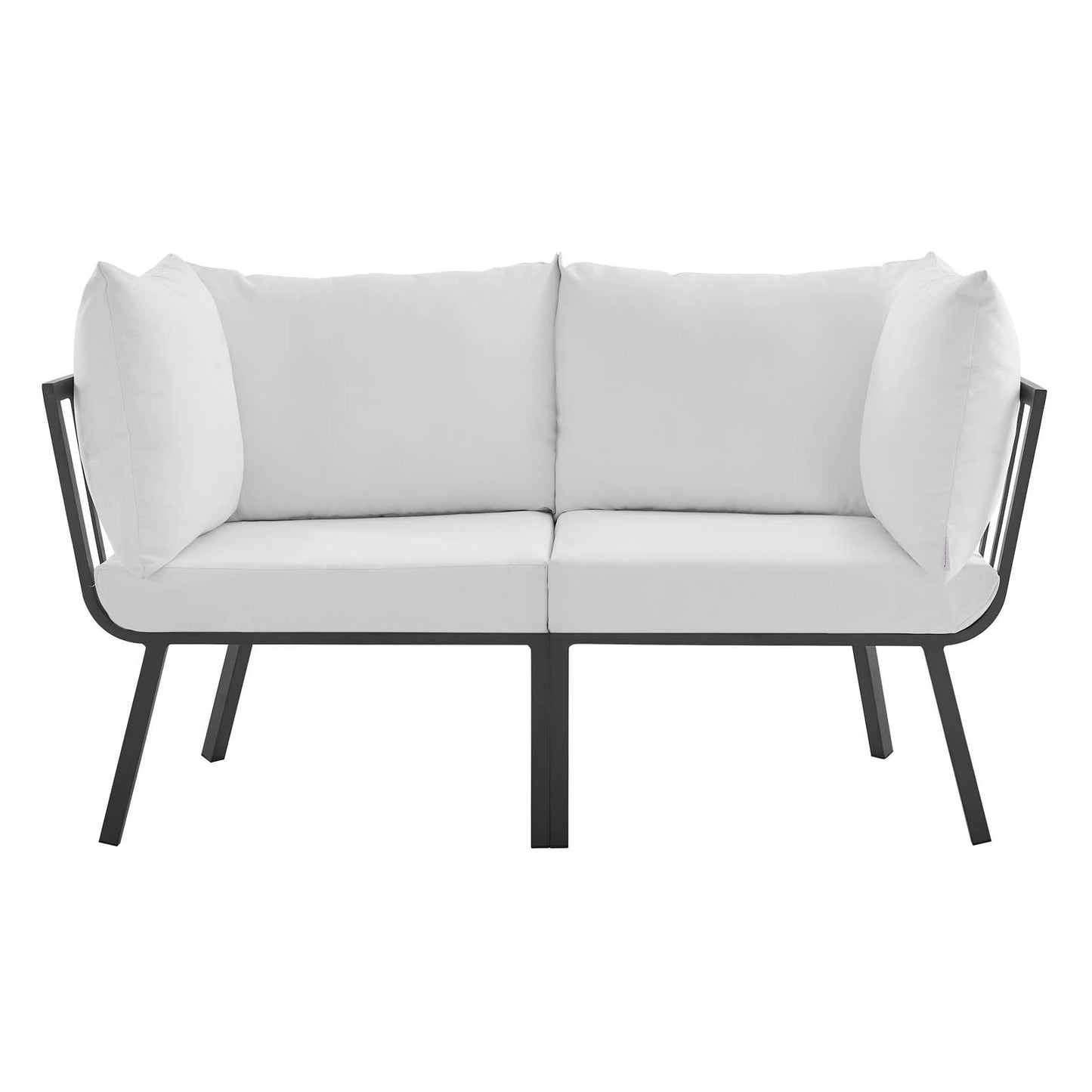 Riverside 2 Piece Outdoor Patio Aluminum Sectional Sofa Set Gray White EEI-3781-SLA-WHI