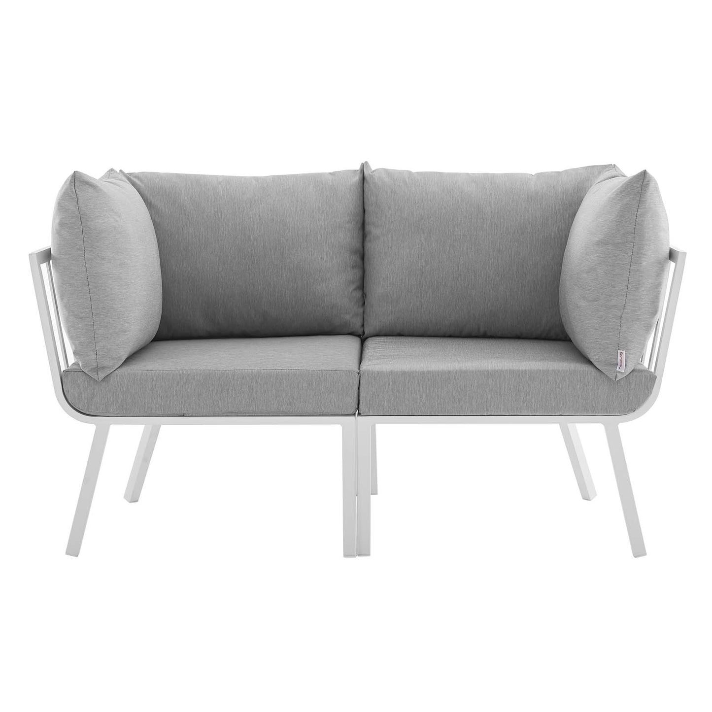 Riverside 2 Piece Outdoor Patio Aluminum Sectional Sofa Set White Gray EEI-3781-WHI-GRY