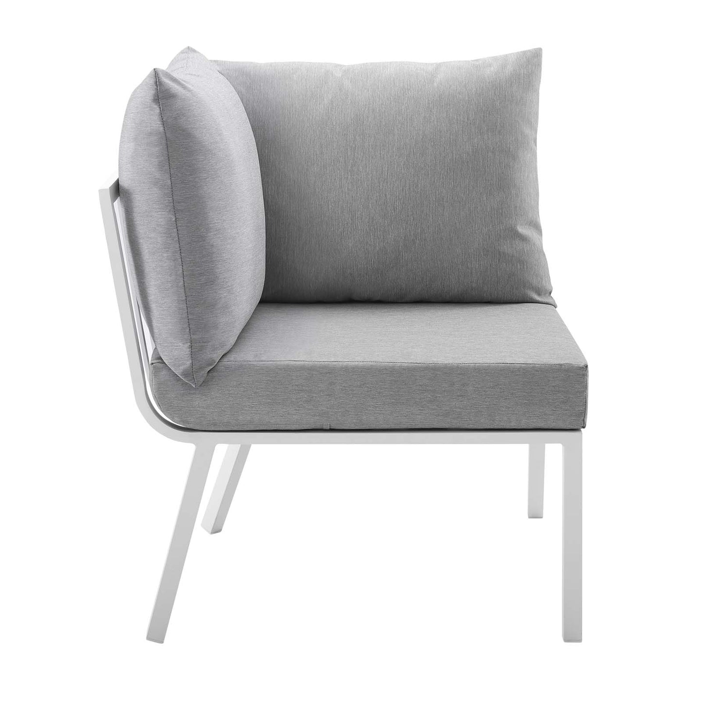 Riverside 2 Piece Outdoor Patio Aluminum Sectional Sofa Set White Gray EEI-3781-WHI-GRY