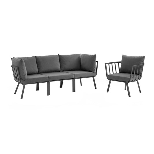 Riverside 4 Piece Outdoor Patio Aluminum Set Gray Charcoal